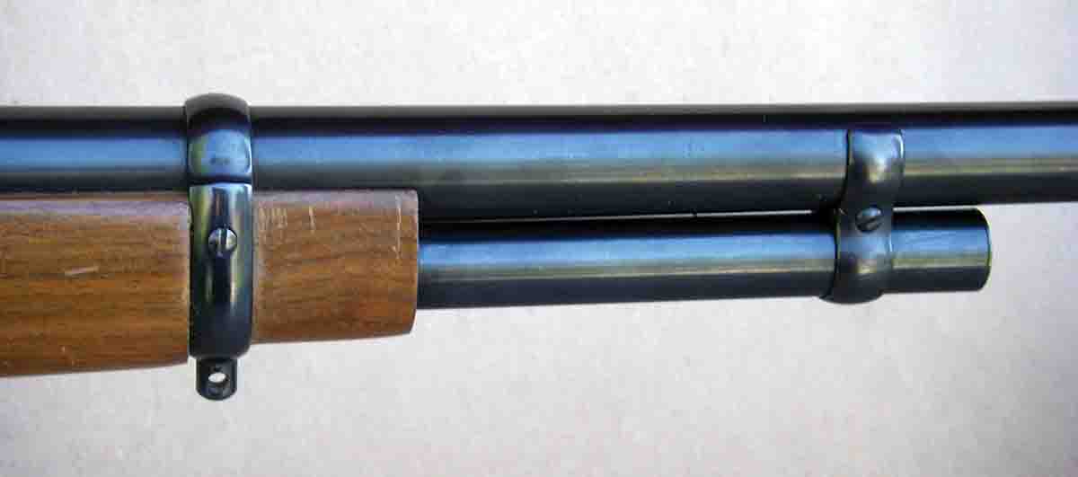 Early 444s featured twin barrel bands, which was an unusual arrangement when matched with a two-thirds-length magazine tube.
